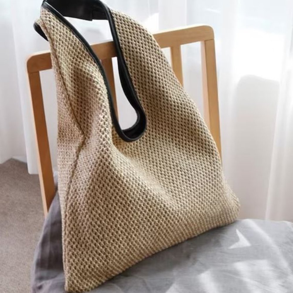 Rattan Beach Tote Bag for Summer Beach | Straw Woven Shoulder Bag